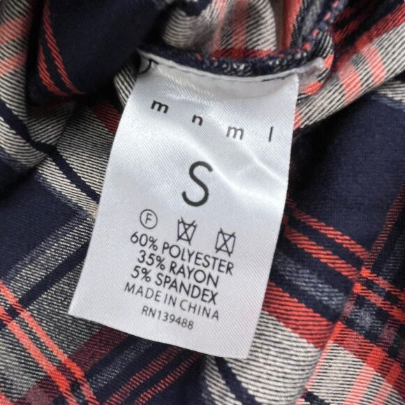 MNML Plaid Flannel Shirt Mens Small Double Pockets Button Up Outdoor Stretch - Picture 7 of 13